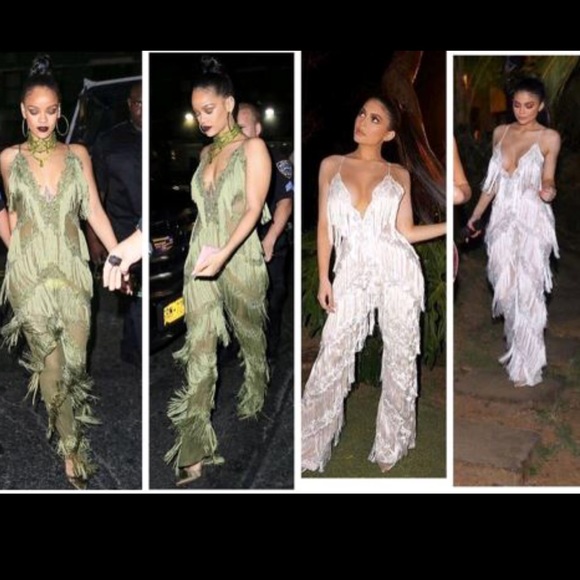 rihanna fringe jumpsuit